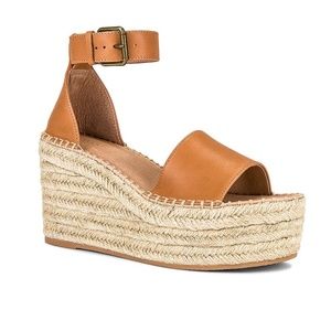 Soludos Women's Montauk Leather Wedge Espadrilles Camel